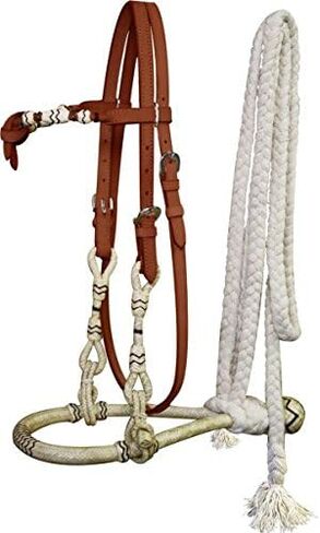 Showman Leather Futurity Knot Rawhide Show Bosal w/Cotton Mecate Reins in Saudi Arabia