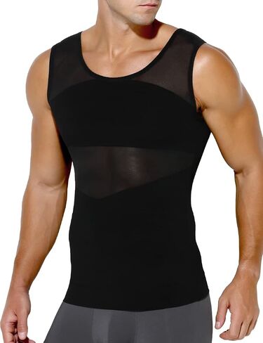 Arjen Kroos Men's Slimming Shirt Mesh Compression Shirt 4-Way Stretch Body Shaper for Chest,Abdomen & Posture Support in Saudi Arabia
