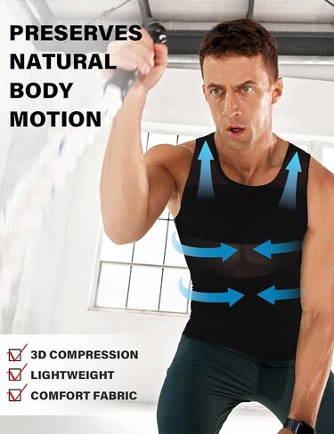 Arjen Kroos Men's Slimming Shirt Mesh Compression Shirt 4-Way Stretch Body Shaper for Chest,Abdomen & Posture Support in Saudi Arabia