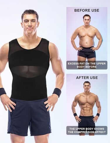 Arjen Kroos Men's Slimming Shirt Mesh Compression Shirt 4-Way Stretch Body Shaper for Chest,Abdomen & Posture Support in Saudi Arabia