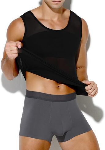 Arjen Kroos Men's Slimming Shirt Mesh Compression Shirt 4-Way Stretch Body Shaper for Chest,Abdomen & Posture Support in Saudi Arabia