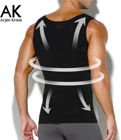Arjen Kroos Men's Slimming Shirt Mesh Compression Shirt 4-Way Stretch Body Shaper for Chest,Abdomen & Posture Support in Saudi Arabia
