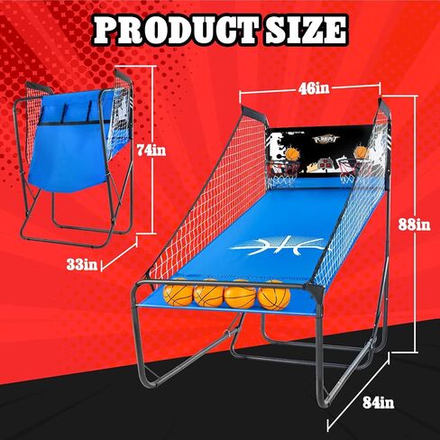 Basketball Arcade Game,Height Adjustable Basketball Shooting Game with 8 Game Modes, Arcade Sounds,4 Balls, Air Pump, LED Display,Foldable Indoor Basketball Games for All Players in Saudi Arabia