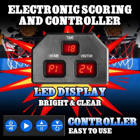 Basketball Arcade Game,Height Adjustable Basketball Shooting Game with 8 Game Modes, Arcade Sounds,4 Balls, Air Pump, LED Display,Foldable Indoor Basketball Games for All Players in Saudi Arabia