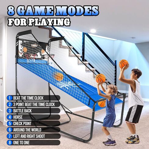 Basketball Arcade Game,Height Adjustable Basketball Shooting Game with 8 Game Modes, Arcade Sounds,4 Balls, Air Pump, LED Display,Foldable Indoor Basketball Games for All Players in Saudi Arabia