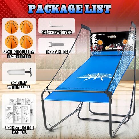 Basketball Arcade Game,Height Adjustable Basketball Shooting Game with 8 Game Modes, Arcade Sounds,4 Balls, Air Pump, LED Display,Foldable Indoor Basketball Games for All Players in Saudi Arabia