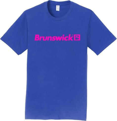 Logo Infusion Blue T-Shirt 100% Cotton - Brunswick Bowling - Pink Logo - Design 000P in Saudi Arabia