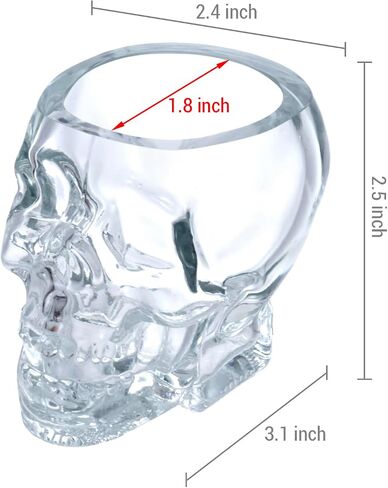 MyGift Set of 6 Skull Shot Glasses – 2.8 oz Clear Glass Novelty Drinkware for Halloween Parties, Cocktail Bars & Home Decor – Spooky 3D Skull Design in Saudi Arabia