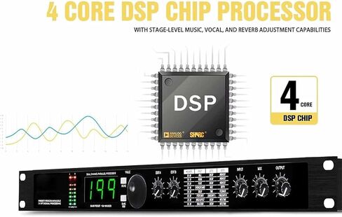 Digital Reverb Multi Effect DSP Processor, Professional Audio Processor Equalizer, Preset/Programmable 24 Bit Signal Processing, 99 Preset Programs, for Studio, Stage Performance. in Saudi Arabia