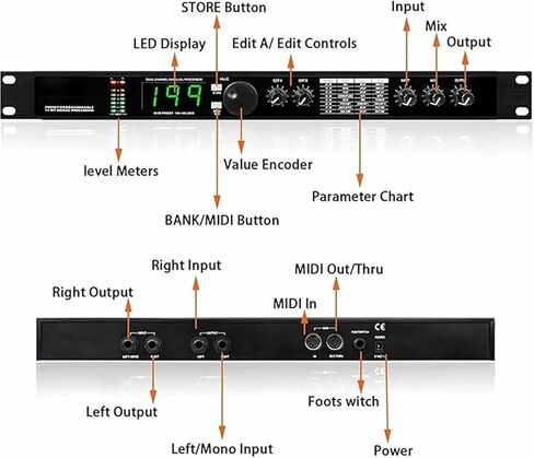 Digital Reverb Multi Effect DSP Processor, Professional Audio Processor Equalizer, Preset/Programmable 24 Bit Signal Processing, 99 Preset Programs, for Studio, Stage Performance. in Saudi Arabia