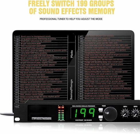 Digital Reverb Multi Effect DSP Processor, Professional Audio Processor Equalizer, Preset/Programmable 24 Bit Signal Processing, 99 Preset Programs, for Studio, Stage Performance. in Saudi Arabia
