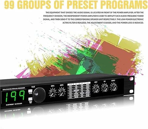 Digital Reverb Multi Effect DSP Processor, Professional Audio Processor Equalizer, Preset/Programmable 24 Bit Signal Processing, 99 Preset Programs, for Studio, Stage Performance. in Saudi Arabia