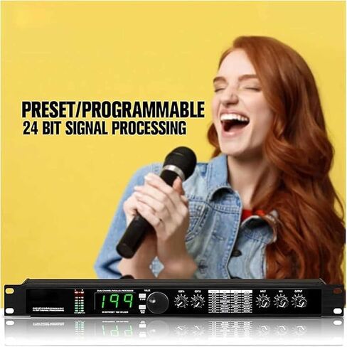 Digital Reverb Multi Effect DSP Processor, Professional Audio Processor Equalizer, Preset/Programmable 24 Bit Signal Processing, 99 Preset Programs, for Studio, Stage Performance. in Saudi Arabia