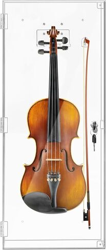Acrylic Violin Display Case with Lock Key Magnetic Door Ukulele Fiddle Display Case Shadow Box with Hanger 29.5" x 12" x 4.75" Violin Cases for Musician Collection in Saudi Arabia