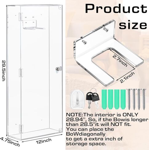 Acrylic Violin Display Case with Lock Key Magnetic Door Ukulele Fiddle Display Case Shadow Box with Hanger 29.5" x 12" x 4.75" Violin Cases for Musician Collection in Saudi Arabia
