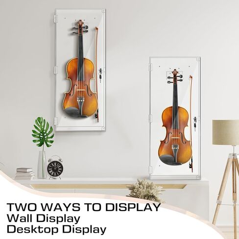 Acrylic Violin Display Case with Lock Key Magnetic Door Ukulele Fiddle Display Case Shadow Box with Hanger 29.5" x 12" x 4.75" Violin Cases for Musician Collection in Saudi Arabia