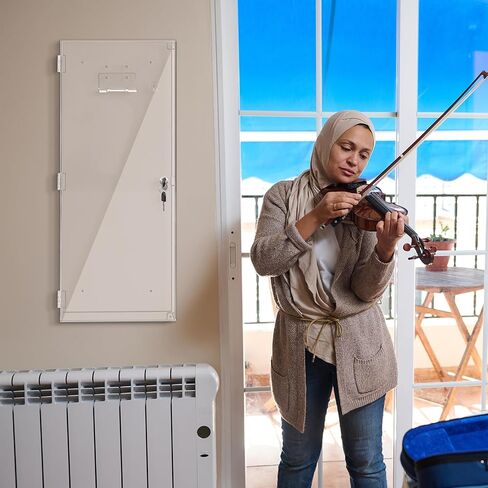 Acrylic Violin Display Case with Lock Key Magnetic Door Ukulele Fiddle Display Case Shadow Box with Hanger 29.5" x 12" x 4.75" Violin Cases for Musician Collection in Saudi Arabia
