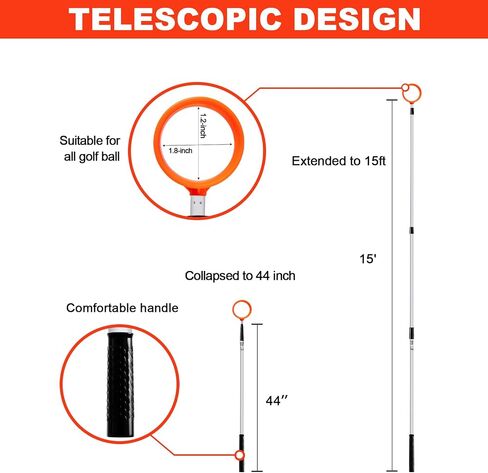 ToVii Golf Ball Retriever - Telescopic Aluminum Alloy Pole and Firm Nylon Cup Grabber in Saudi Arabia