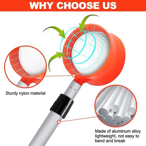ToVii Golf Ball Retriever - Telescopic Aluminum Alloy Pole and Firm Nylon Cup Grabber in Saudi Arabia