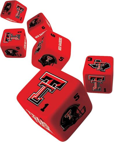 MasterPieces Game Day - NCAA Texas Tech Red Raiders - مجموعة نرد بشعار الفريق مكونة من 6 قطع - حجم قياسي D6 in Saudi Arabia