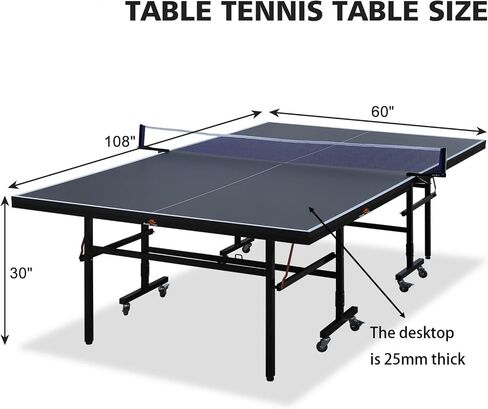 طاولة بينج بونج داخلية MDF احترافية بطول 9 أقدام مع شبكة تنس طاولة ومشبك سريع ومجموعة المشاركات - تجميع سهل لمدة 10 دقائق - جودة البطولة - قابلة للطي مع وضع تشغيل لاعب واحد in Kuwait