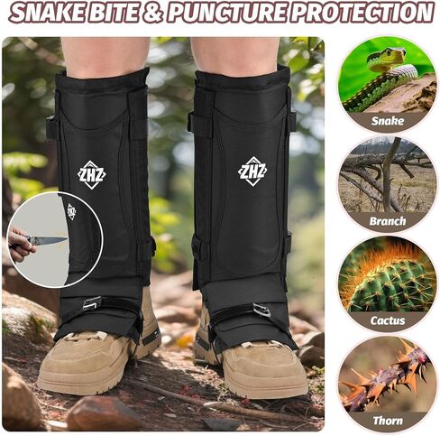 ZHZ Snake Gaiters متين مقاوم للماء لحماية الجزء السفلي من الأرجل، واقيات ثعبان مع حجم قابل للتعديل للرجال والنساء، يستخدم للصيد والمشي لمسافات طويلة والعمل في المزرعة in Saudi Arabia