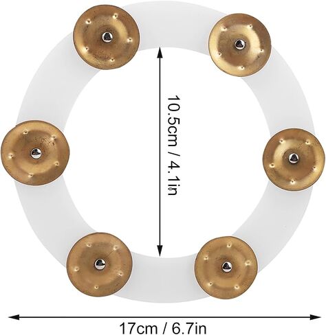 Gold Drum Set Stomp Rub Tambourine with Stainless Steel Bells Durable Metal and Rubber Drum Set Cymbals Bright Jingle Sound Percussion Accessories for Band Performance (Silver) in Saudi Arabia