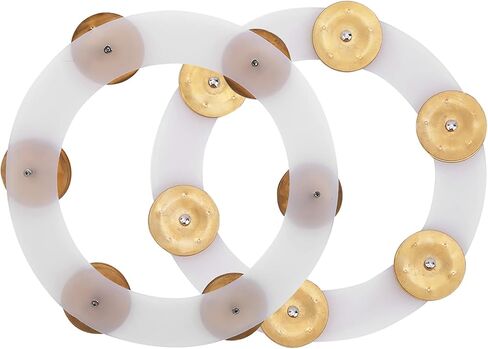 Gold Drum Set Stomp Rub Tambourine with Stainless Steel Bells Durable Metal and Rubber Drum Set Cymbals Bright Jingle Sound Percussion Accessories for Band Performance (Silver) in Saudi Arabia