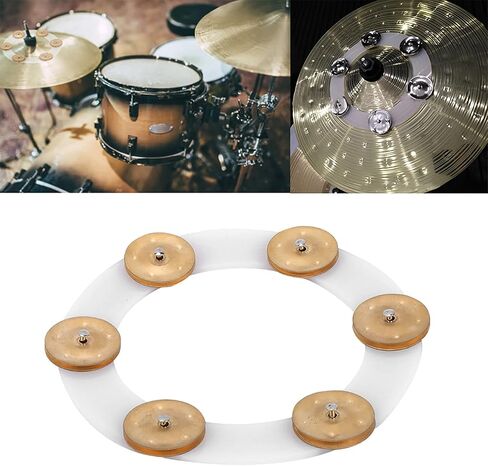 Gold Drum Set Stomp Rub Tambourine with Stainless Steel Bells Durable Metal and Rubber Drum Set Cymbals Bright Jingle Sound Percussion Accessories for Band Performance (Silver) in Saudi Arabia