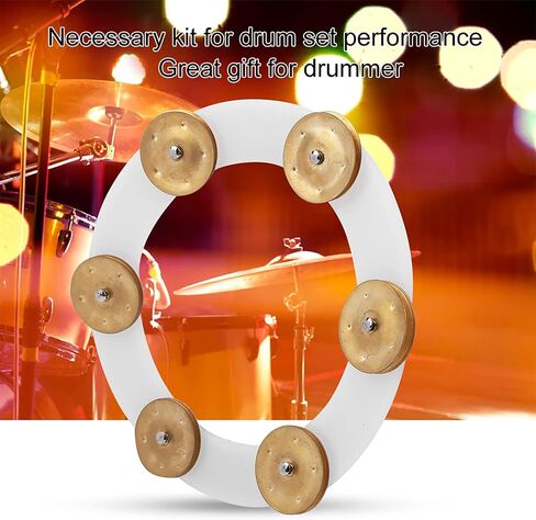 Gold Drum Set Stomp Rub Tambourine with Stainless Steel Bells Durable Metal and Rubber Drum Set Cymbals Bright Jingle Sound Percussion Accessories for Band Performance (Silver) in Saudi Arabia