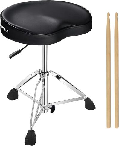 Pro Drum Stool with Backrest, Heavy Duty Hydraulic Drum Throne, Ergonomic Memory Foam Drum Seat, Adjustable Drum Chair Anti-Slip Base, Drum Saddle Bench for Drummers Musicians(Brown) in Kuwait