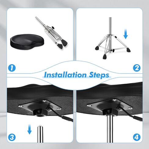 Pro Drum Stool with Backrest, Heavy Duty Hydraulic Drum Throne, Ergonomic Memory Foam Drum Seat, Adjustable Drum Chair Anti-Slip Base, Drum Saddle Bench for Drummers Musicians(Brown) in Kuwait