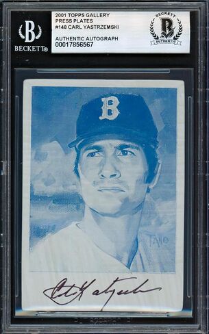 Carl Yastrzemski Autographed 2001 Topps Gallery Press Plates Card #148 Boston Sox Beckett BAS #17856567 - Baseball Slabbed Autographed Cards in Saudi Arabia