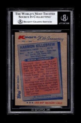 وقع Harmon Killebrew على بطاقة Topps K-mart لعام 1982 رقم 15 للبيسبول الموقعة من Beckett. - بطاقات البيسبول الموقعة in Saudi Arabia