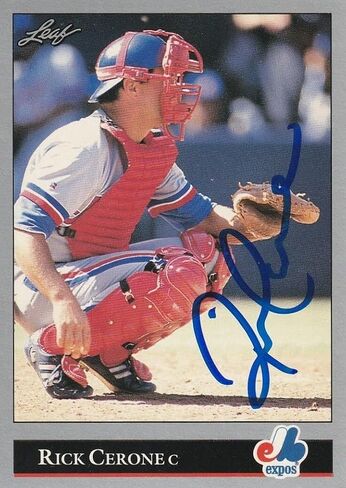 Rick Cerone Montreal Expos Signed 1992 Leaf Card #523 - MLB Autographed Baseball Cards in Saudi Arabia