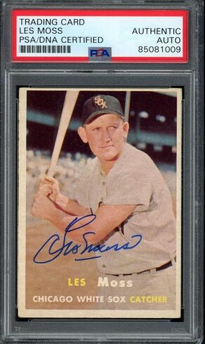 1957 TOPPS Les Moss #213 Auth Card Signed Chicago Sox PSA/DNA 184080 - Baseball Slabbed Autographed Cards in Saudi Arabia