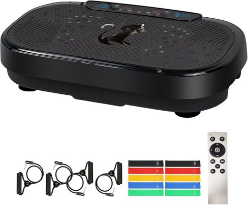 Vibration Plate Exercise Machine, 999 Levels Full Body Workout Vibrating Plate for Lymphatic Drainage Weight Loss, High-Intensity Vibration Plate with Resistance Bands Bluetooth, Max Weight 500 Lbs in Kuwait