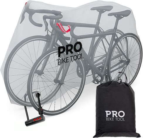 غطاء دراجة PRO BIKE TOOL - غطاء دراجة خارجي شفاف مقاوم للماء من مادة PVC - يحمي من الطقس والغبار والمطر والخدوش - مثالي للمرآب مع حلقات أمان وحقيبة تخزين - 30.3 بوصة × 81.4 بوصة × 47.2 بوصة in Kuwait