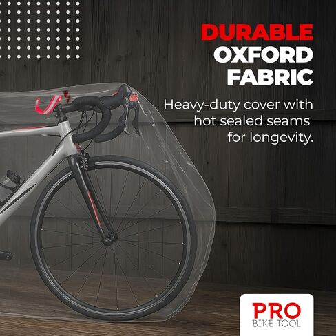 غطاء دراجة PRO BIKE TOOL - غطاء دراجة خارجي شفاف مقاوم للماء من مادة PVC - يحمي من الطقس والغبار والمطر والخدوش - مثالي للمرآب مع حلقات أمان وحقيبة تخزين - 30.3 بوصة × 81.4 بوصة × 47.2 بوصة in Kuwait