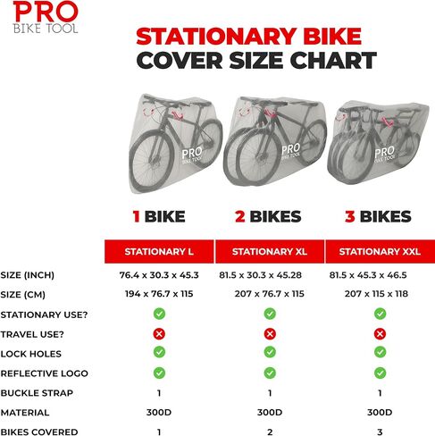 غطاء دراجة PRO BIKE TOOL - غطاء دراجة خارجي شفاف مقاوم للماء من مادة PVC - يحمي من الطقس والغبار والمطر والخدوش - مثالي للمرآب مع حلقات أمان وحقيبة تخزين - 30.3 بوصة × 81.4 بوصة × 47.2 بوصة in Kuwait
