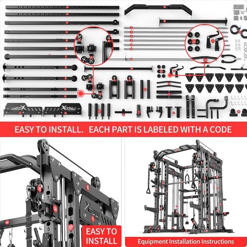 Smith Machine with Cable Crossover System, Multi-Function Power Cage Squat Rack for Home Gym, Power Rack and Packages Weight Sets. in Saudi Arabia