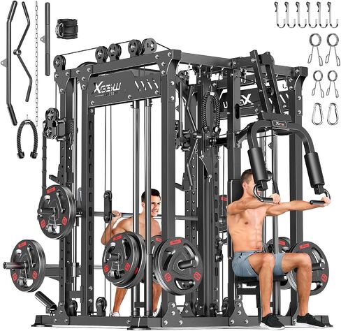 Power Cage,1600lbs Multi-Function Power Rack with Adjustable Cable Crossover System and More Training Attachment, Weight Cage for Home Gym in Saudi Arabia