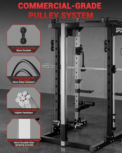 GarveeLife Smith Machine Home Gym، قفص طاقة برف القرفصاء بوزن 2200 رطل، محطة تمرين رياضية منزلية الكل في واحد مع شريط سميث، نظام سحب LAT للأسفل، نظام كروس الكابل والمزيد من الملحقات in Saudi Arabia