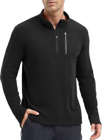 baleaf Fleece Quarter Zip Pullover Men Sweatshirt with Zipper Pocket Reflective Strip Running Golf Causal in Saudi Arabia