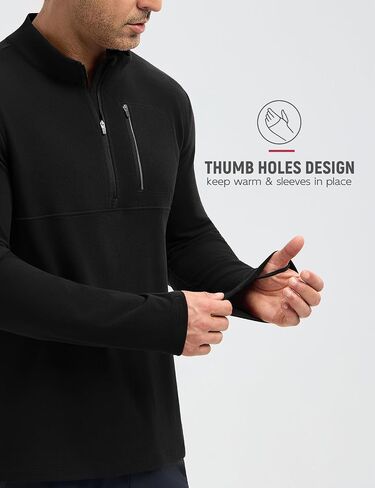 baleaf Fleece Quarter Zip Pullover Men Sweatshirt with Zipper Pocket Reflective Strip Running Golf Causal in Saudi Arabia