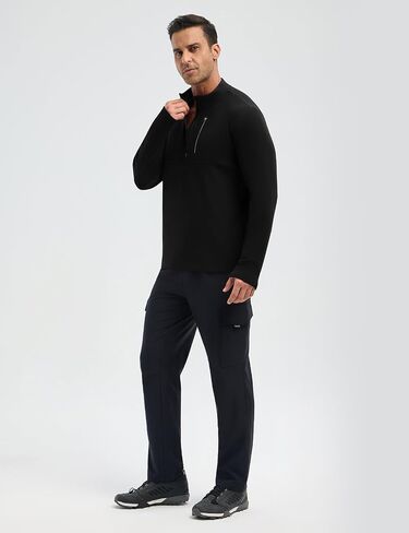 baleaf Fleece Quarter Zip Pullover Men Sweatshirt with Zipper Pocket Reflective Strip Running Golf Causal in Saudi Arabia