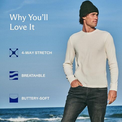 Fair Harbor The Hudson –– Men's Waffle Crewneck Outerwear –– Incredibly Soft, Breathable and Lightweight in Saudi Arabia