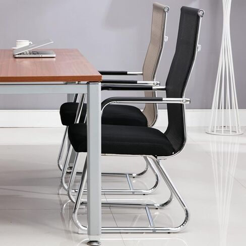 Ergonomic Office Meeting Chair with Backrest, Breathable Mesh Computer Chair for Home & Conference, Comfortable Bow Frame Chair for Long Sitting(B) in Saudi Arabia