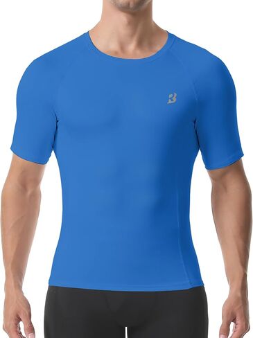 Roadbox Mens Compression Shirt Short Sleeve, 3 Pack Cool Dry Workout Base Layer Undershirts, Athletic T-Shirt for Gym Sports in Saudi Arabia