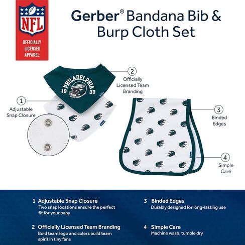 Gerber unisex-baby Nfl Team Bandana Bibs and Burp Cloth Set in Saudi Arabia